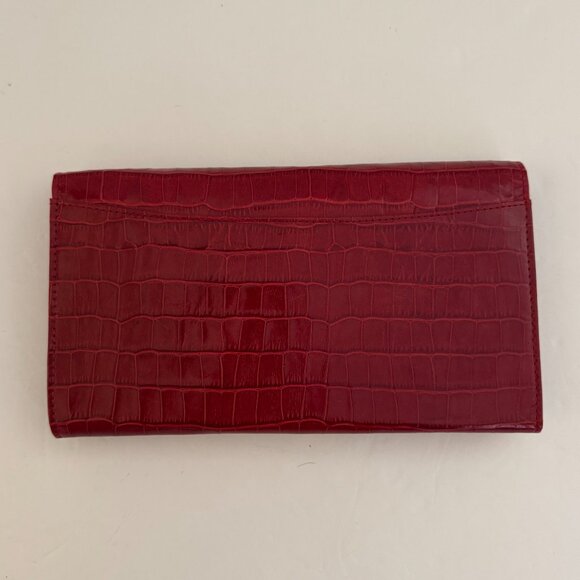 Abas Red Croc-Embossed Clutch Wallet - Picture 3 of 5